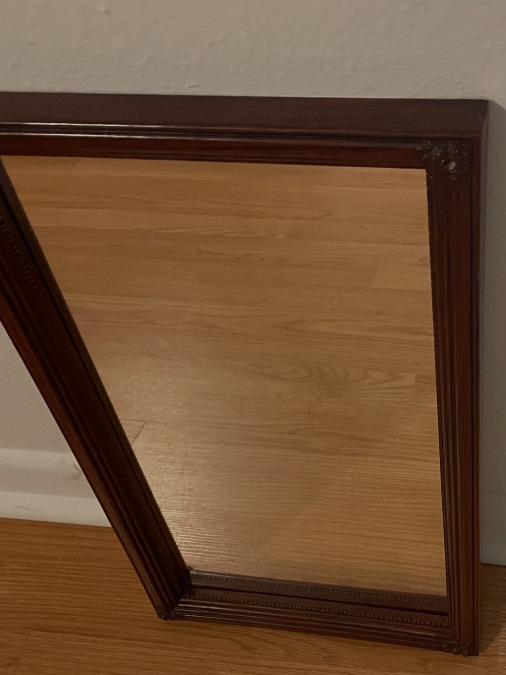 Vintage Home Interiors  &Gifts Brown Frame Wall Mirror 20 1/2 x11 1/2 NICE